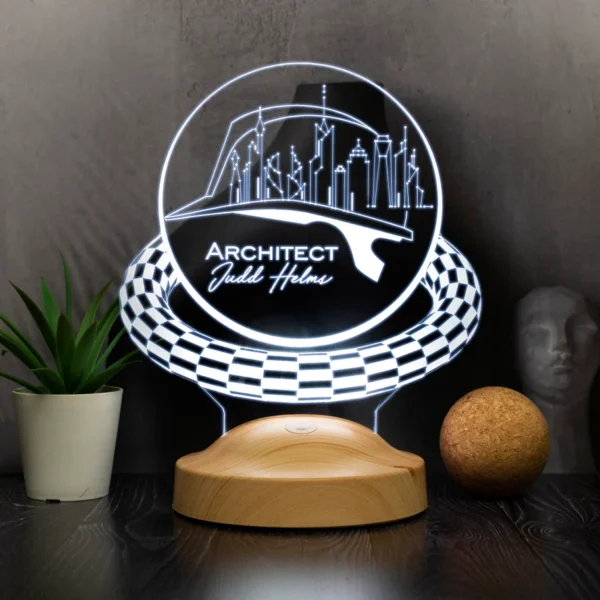 Cadou Personalizat Lampă 3D în formă de Arhitect cu Design cu Cladiri pentru Iluminare Camera