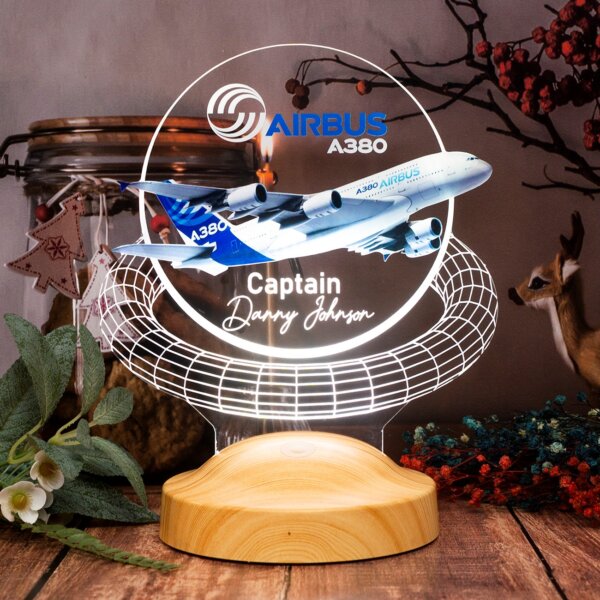 Cadou Personalizat Lampă 3D în formă Avion Airbus pentru Piloti pentru Iluminarea Camera