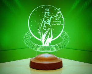 Lampa 3D albastru pentru avocati si justitiari in domeniul juritic cadoul perfect