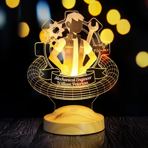 Cadou Personalizat Lampă 3D în formă de Rotita pentru Inginer Mecanic pentru Iluminarea Camera