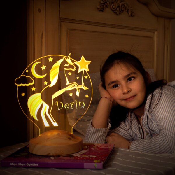 Cadou Personalizat Lampă 3D în formă de Unicorn în noapte pentru Iluminarea Camera Copii