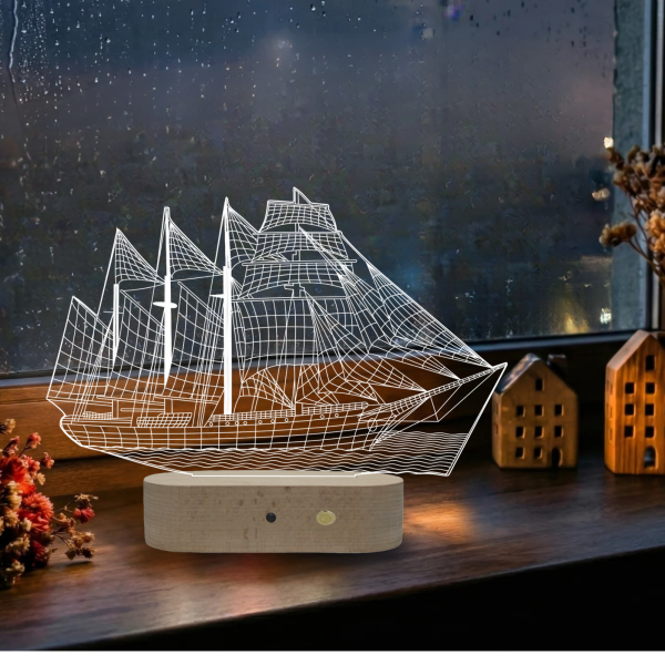 Lampă Personalizată 3D în formă de Barcă Corabie