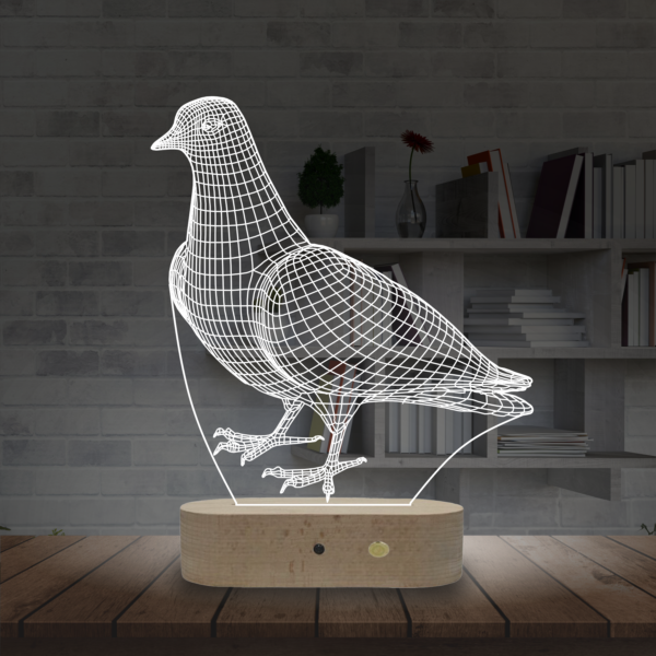 Lampă Personalizată 3D în formă de Porumbel Pasăre