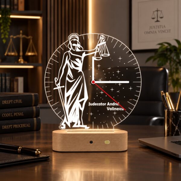 Ceas Personalizat 3D cu tema Justiției pentru Judecători