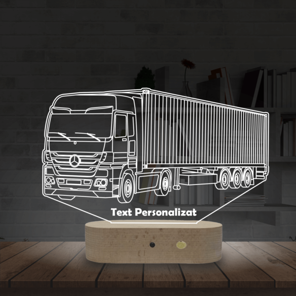 Lampă Personalizată 3D în formă de Tir pentru Transporturi cu Text Personalizat