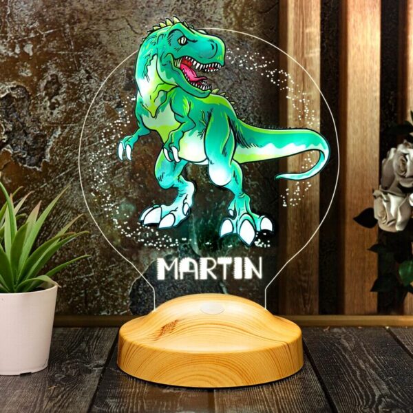 Cadou Personalizat Lampă 3D în formă de Dinozaur Drăguț Cartoonic pentru Iluminarea Cameră Copii