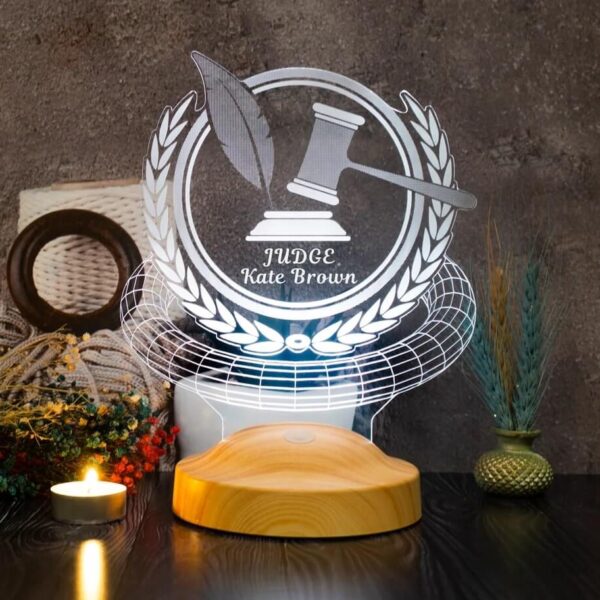Cadou Personalizat Lampă 3D în formă de Ciocan de Judecator pentru Iluminare Camera