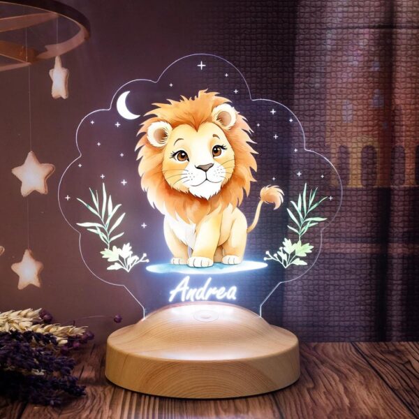 Cadou Personalizat Lampă 3D în formă de Leu Cartoonic pentru Iluminarea Camera Copii
