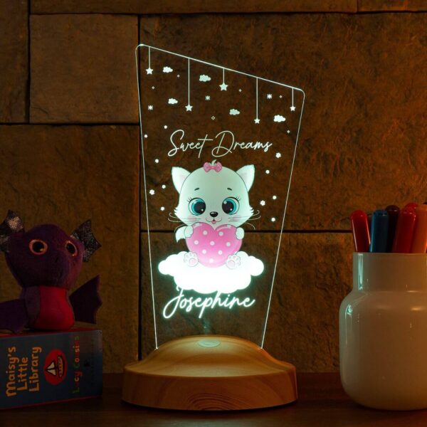 Cadou Personalizat Lampă 3D în formă de Pisicuță Kitty Roz pentru Iluminarea Cameră Copii