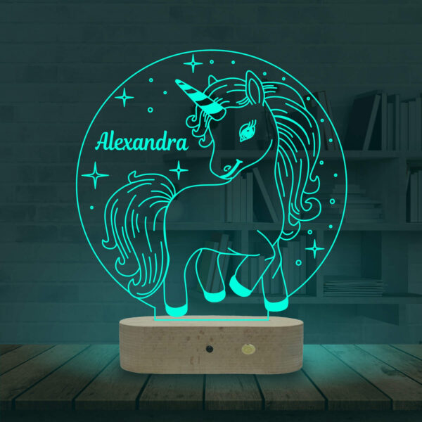 Lampă Personalizată 3D în formă de Unicorn drăguț pentru Copii