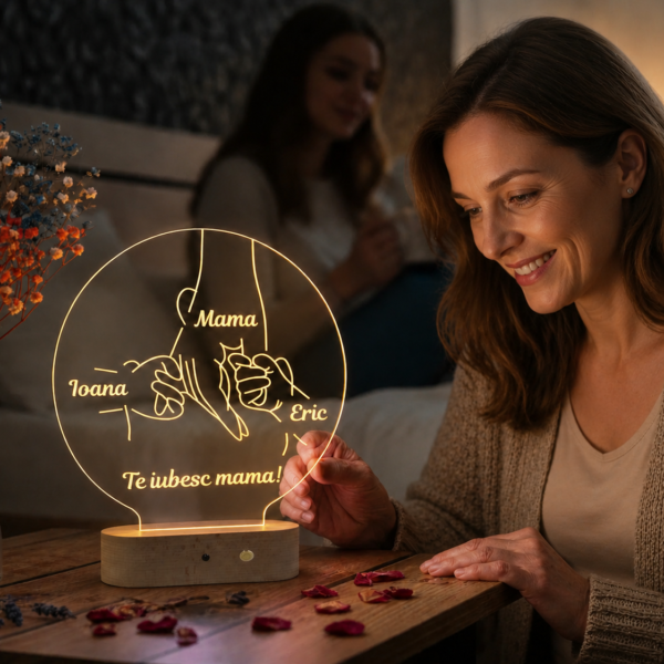 Lampă Personalizată 3D pentru Mama și Copii iubitori