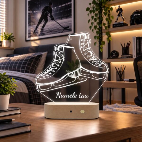Lampă Personalizată 3D în formă de Patine pentru Patinaj pe Gheață