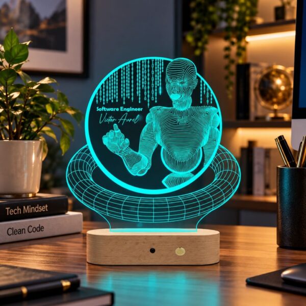 Lampă Personalizată 3D pentru Pasionații de Informatică și Ingineri Software