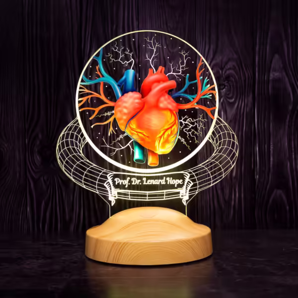 Cadou Personalizat Lampă 3D cu Inima colorată pentru Cardiologi și Doctori