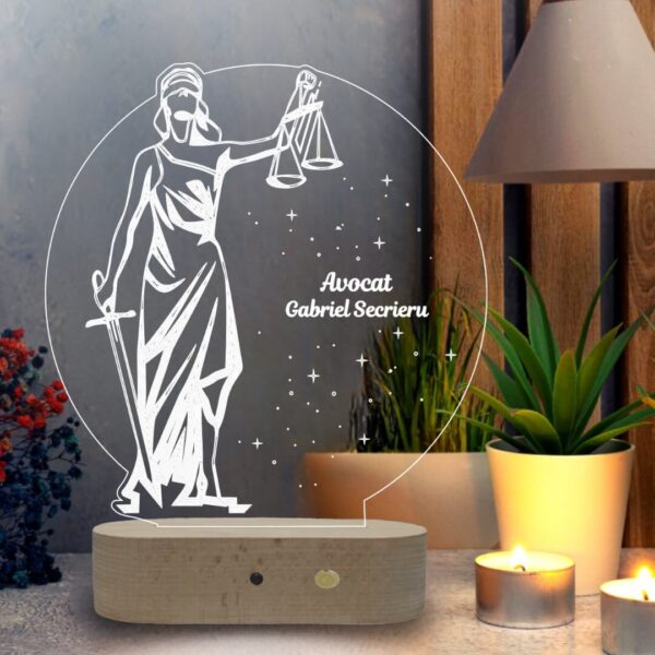 Lampă Personalizată 3D de Justitie pentru Judecatori