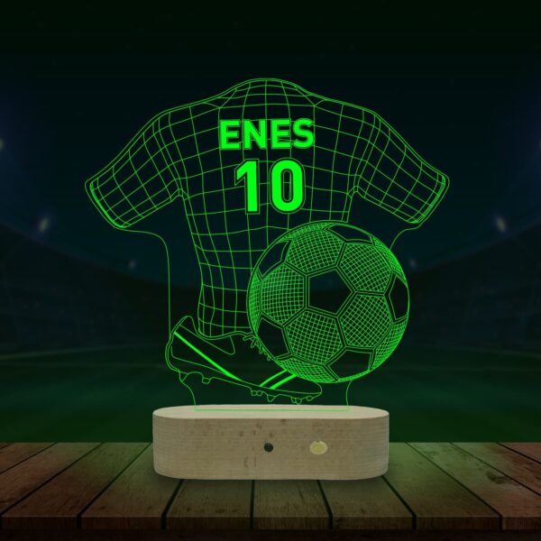 Lampă Personalizată 3D cu tematică de Football cu Crampoane și Minge de Football cu Uniformă Personalizată
