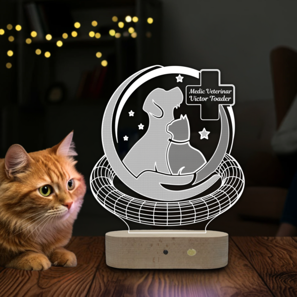 Lampă Personalizată 3D pentru Medici Veterinari și Iubitori de Animale