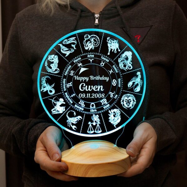 Cadou Personalizat Lampă 3D cu Cercul Astral cu Zodii