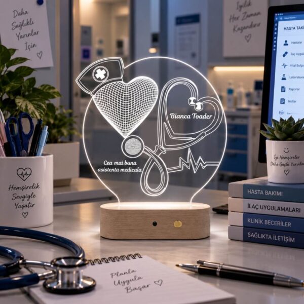 Lampă 3D Personalizată pentru Asistente Medicale și Profesioniști din Domeniul Medical
