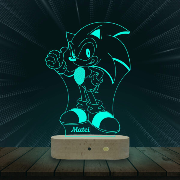 Lampă Personalizată 3D în formă de Sonic Ariciul din Desen Animat pentru Iluminarea Camera Copii