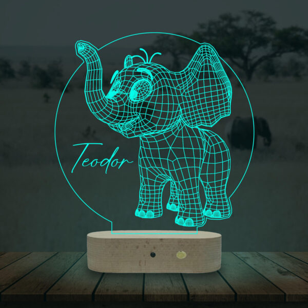 Lampă Personalizată 3D în formă de Elefant pentru Iluminarea Camera Copii