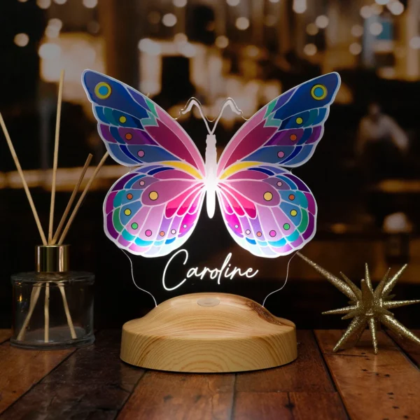 Cadou Personalizat Lampă 3D în formă de Fluture Colorat pentru Iluminare Camera Copii