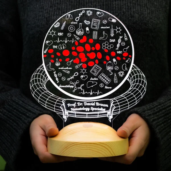 Cadou Personalizat Lampă 3D în formă de Globule Roșii din Sânge pentru Hematologi și Doctori