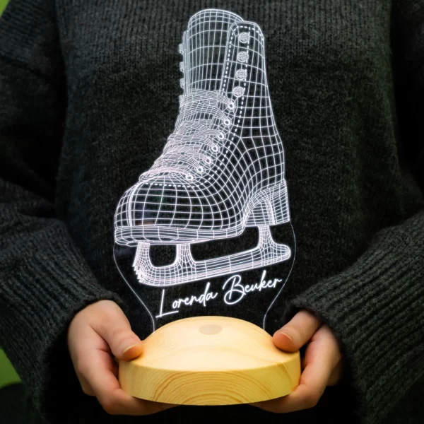 Cadou Personalizat Lampă 3D în formă de Patine pentru Patinaj pe Gheață