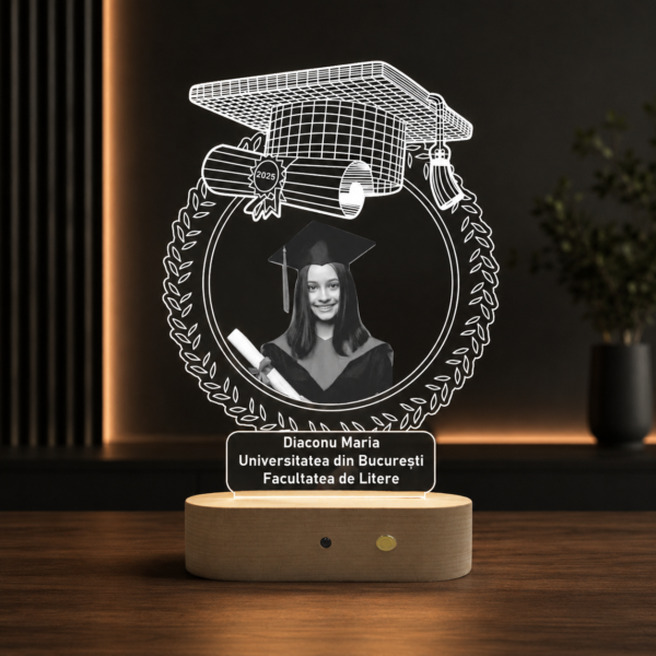 Lampă Personalizată 3D cu Poză Personalizată pentru Absolvirea unui Student de Facultate