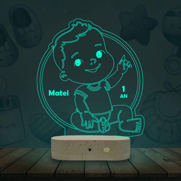 Lampă 3D Personalizată în formă de Bebeluș pentru Nou Născuți - Bine ai venit Bebe - Băiat