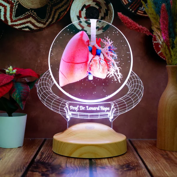 Cadou Personalizat Lampă 3D în formă de Plămâni pentru Pneumologi și Doctori