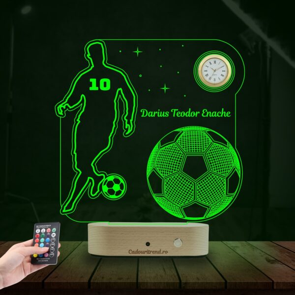 Ceas Personalizat 3D Personalizată în formă de Minge și Fotbalist Celebru, cu Nume Personalizat