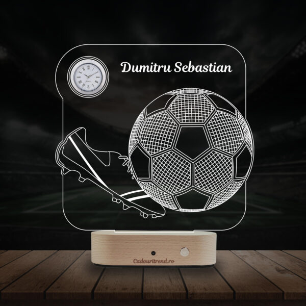 Ceas Personalizat 3D Personalizată în formă de Uniformă de Footbal cu Minge și Crampoane