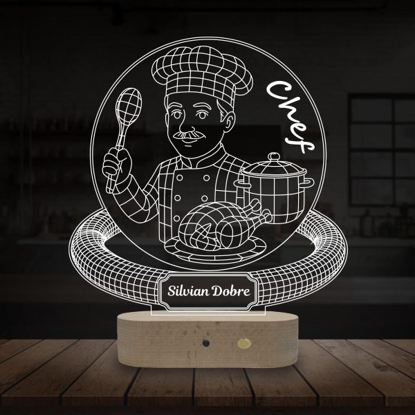 Lampă 3D Personalizată Lampă 3D Personalizată pentru Bucătari Profesioniști și Chefi de Excepție - Bărbat