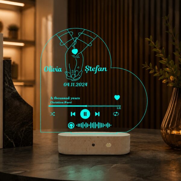 Lampă 3D Personalizată pentru Îndrăgostiți - Codul Muzicii tale Speciale Spotify