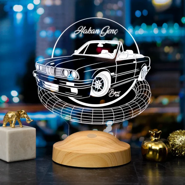 Cadou Personalizat Lampă 3D cu Mașină pentru Copii cu Nume Personalizat