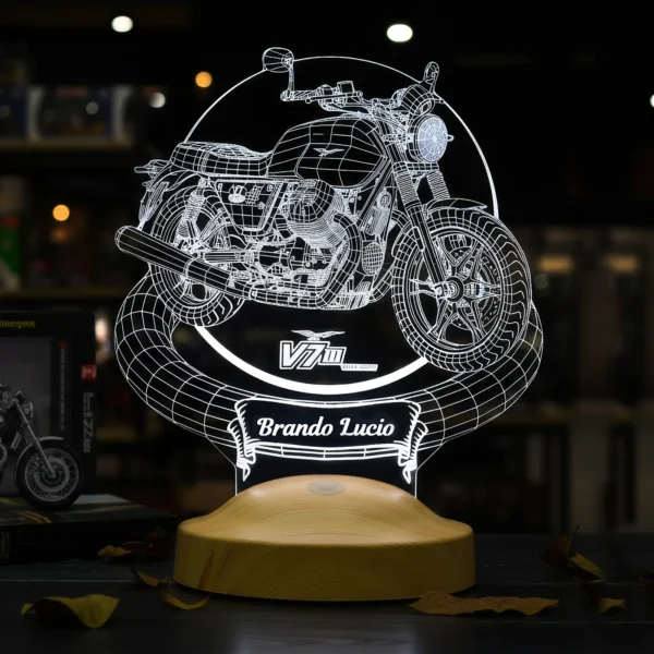 Cadou Personalizat Lampă 3D cu Motor pentru Pasionați și Motor Riders cu Nume Personalizat