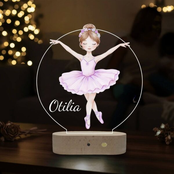 Lampă Personalizată 3D în formă de Balerină Color in Cerc Complet care dansează pentru Iluminarea Camera Copii V2