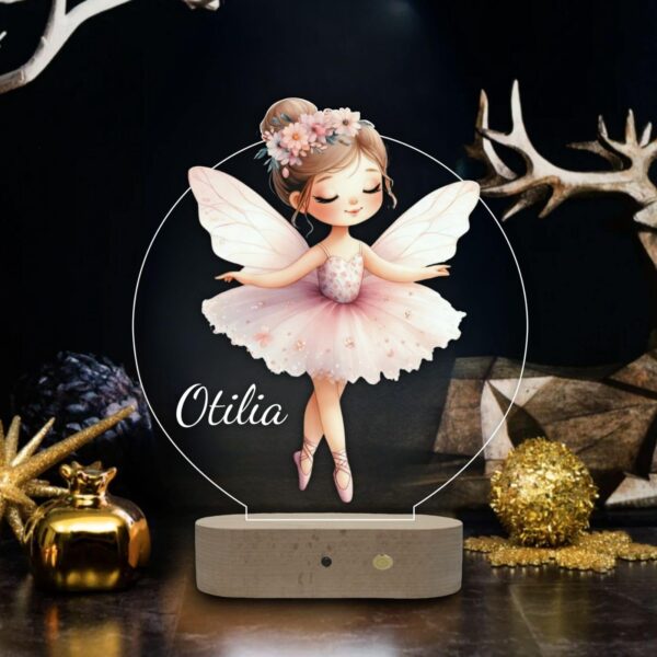 Lampă Personalizată 3D în formă de Balerină Color cu Aripi care dansează pentru Iluminarea Camera Copii