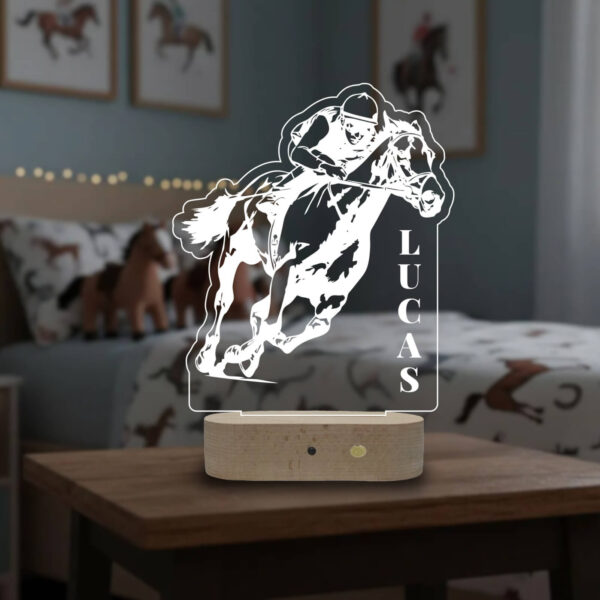 Lampă 3D personalizată în formă de Cal de Curse pentru Iubitori de Cai V2