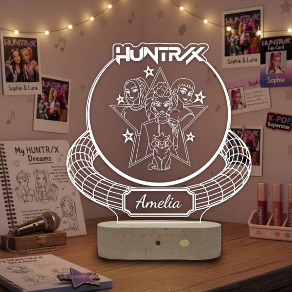 Lampă 3D Personalizată Huntrix K-pop Desen Animat
