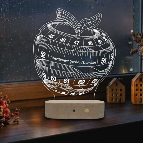 Lampă 3D Personalizată în formă de Măr pentru Nutriționiști