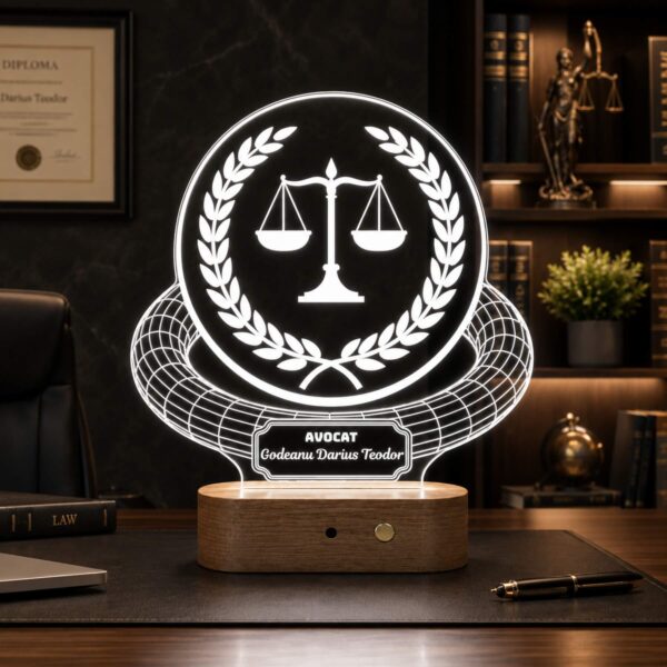 Lampă 3D Personalizată în formă de Avocat cu Balanță V2