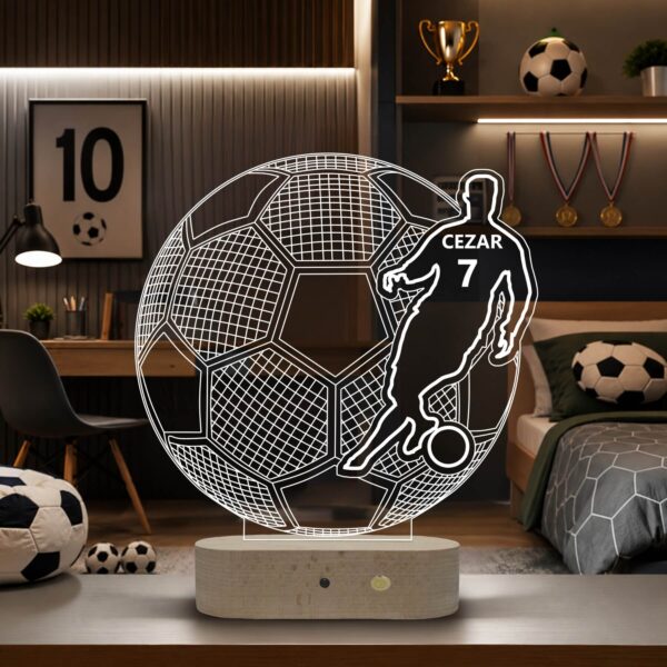 Lampă 3D Personalizată în formă de Futbolist Faimos cu Minge