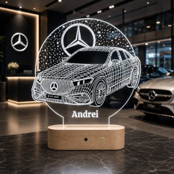 Lampă 3D Personalizată în formă Mașină marca Mercedes-Benz V2