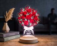 Lampă 3D personalizată buchet de Trandafiri Roșii – lumină de seară