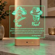 Lampă 3D personalizată Nașul și Nașa – lumină verde