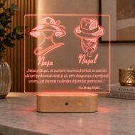 Lampă 3D personalizată Nașul și Nașa – lumină roșie