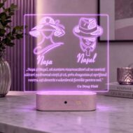 Lampă 3D personalizată Nașul și Nașa – lumină mov